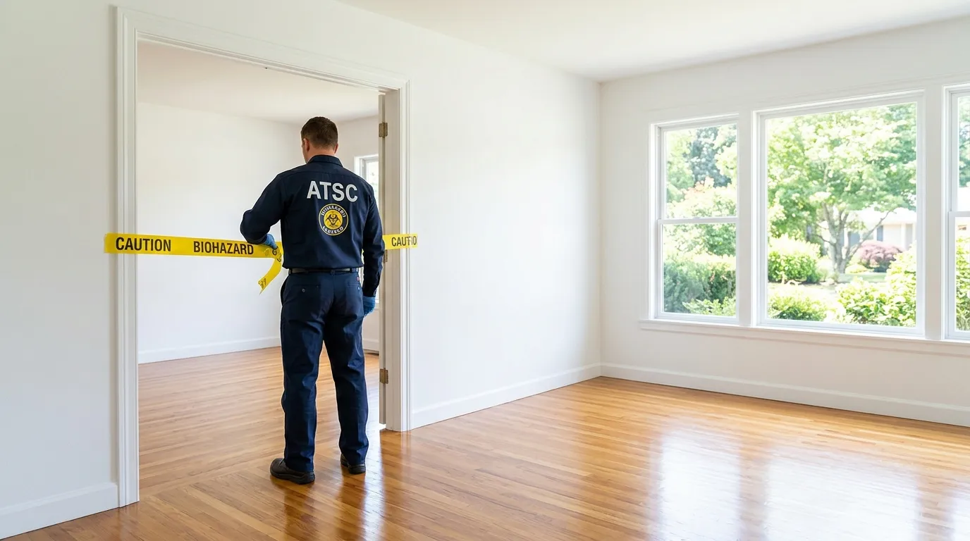 Certified biohazard cleanup crew performing Decomposition Cleanup in Peabody